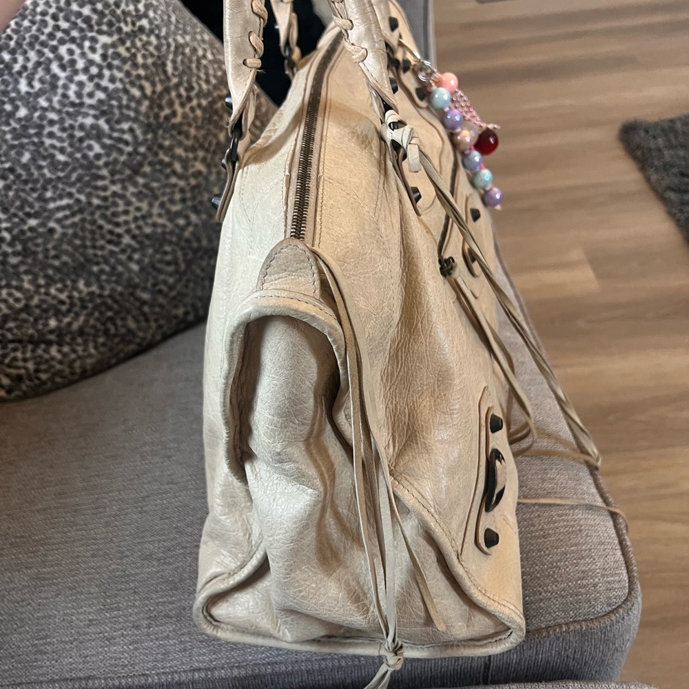 Balenciaga Cream Leather Motocross Classic Le City Work Bag - Picture 4 of 13